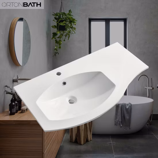 Ortonbath Big Capacity Bathroom Cabinet Single Bowl Small Bathroom Resin Gel Coat Artificial Stone Hand Vanity Wash Basin Otrss798